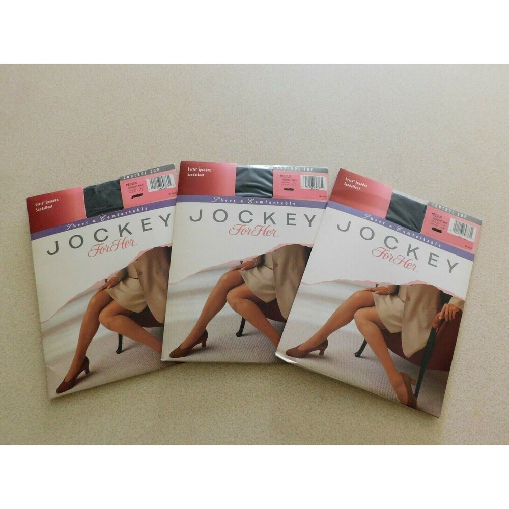 Jockey Pantyhose Womens Lot of 3 Midnight Navy Size Medium